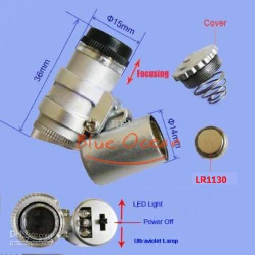 Mini 60X LED Light Jeweler Loupe Pocket Magnifying Magnifier Profi Microscope