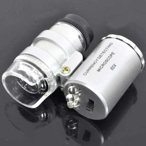 Mini 60X LED Light Jeweler Loupe Pocket Magnifying Magnifier Profi Microscope