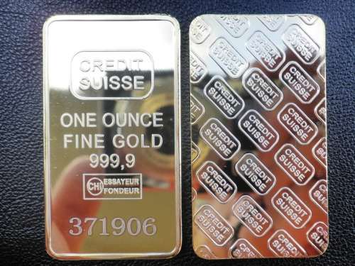 CREDIT SUISSE GOLD PLATED BAR 1 TR. OZ