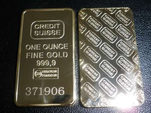 CREDIT SUISSE GOLD PLATED BAR 1 TR. OZ