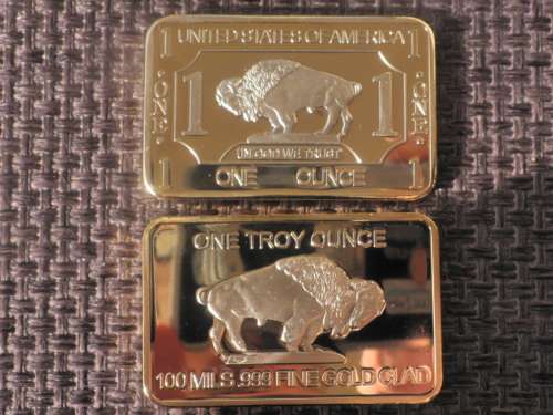 AMERICAN BUFFALO GOLD PLATED 1OZ BAR