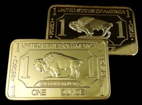 AMERICAN BUFFALO GOLD PLATED 1OZ BAR