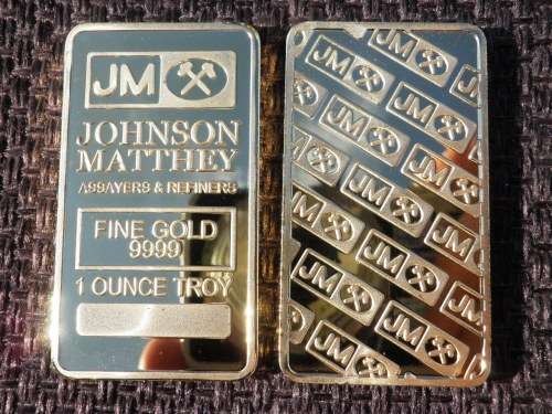 JOHNSON MATTHEY GOLD PLATED 1OZ BAR