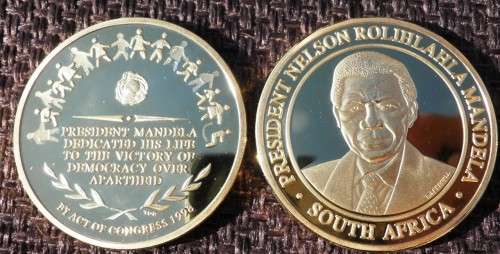 NELSON MANDELA CONGRESS 1998 GOLD PLATED STEEL