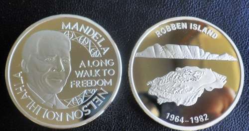 NELSON MANDELA ROBBEN ISLAND GOLD PLATED STEEL