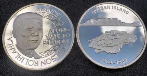 NELSON MANDELA ROBBEN ISLAND GOLD PLATED STEEL