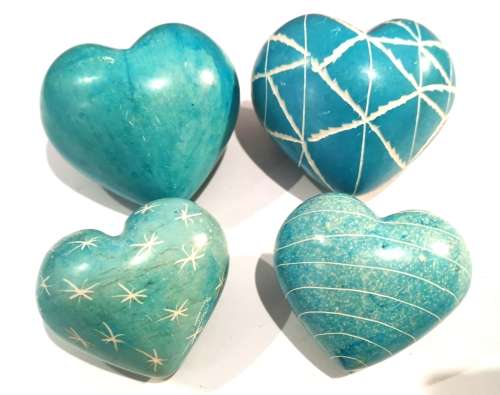 4 x Handcarved Heart Chakra Stones (CLEARANCE)