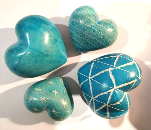 4 x Handcarved Heart Chakra Stones (CLEARANCE)