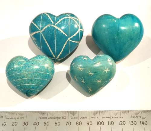 4 x Handcarved Heart Chakra Stones (CLEARANCE)