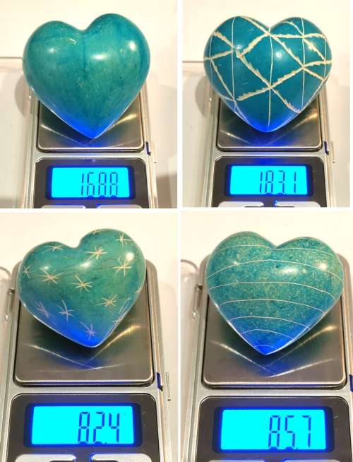 4 x Handcarved Heart Chakra Stones (CLEARANCE)