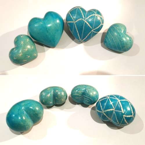 4 x Handcarved Heart Chakra Stones (CLEARANCE)