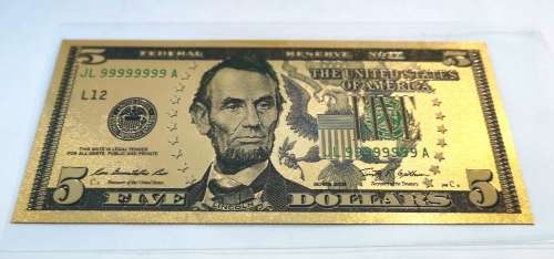 24k Gold US 5 Dollar Banknote (CLEARANCE)