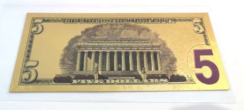 24k Gold US 5 Dollar Banknote (CLEARANCE)