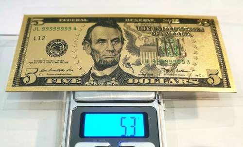 24k Gold US 5 Dollar Banknote (CLEARANCE)