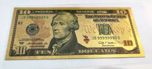 24k Gold US 10 Dollar Banknote (CLEARANCE)