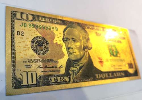 24k Gold US 10 Dollar Banknote (CLEARANCE)
