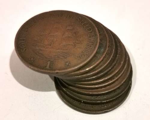 9 x Old SA Pennies 1936-45 (CLEARANCE)