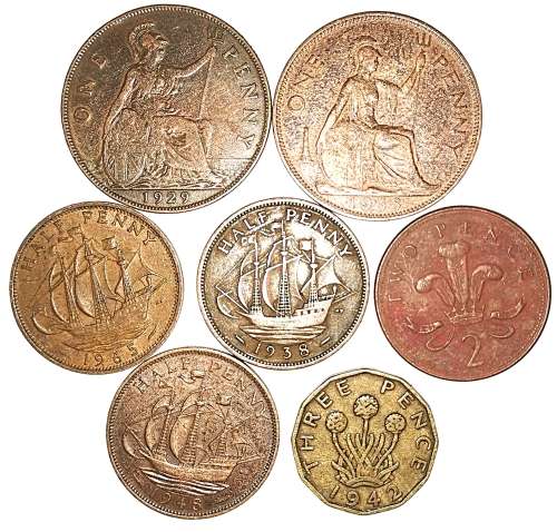 7 x Various UK Coins 1929-2000 (CLEARANCE)