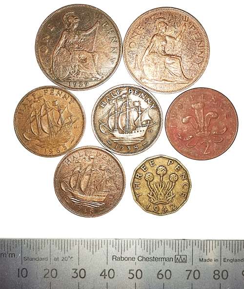 7 x Various UK Coins 1929-2000 (CLEARANCE)