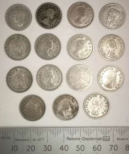 15 x Silver SA 3 Pennies 1933-58 (CLEARANCE)