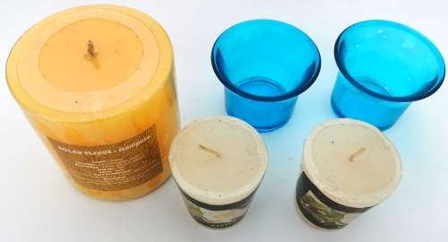 5 Piece Scented and Chakra Candle Set with Glass Holders (CLEARANCE)