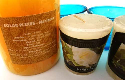 5 Piece Scented and Chakra Candle Set with Glass Holders (CLEARANCE)