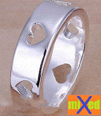 Silver Ring with Hollowed Hearts