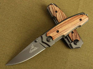 GERBER X18 Pocket Folding Knife With Wood Handle