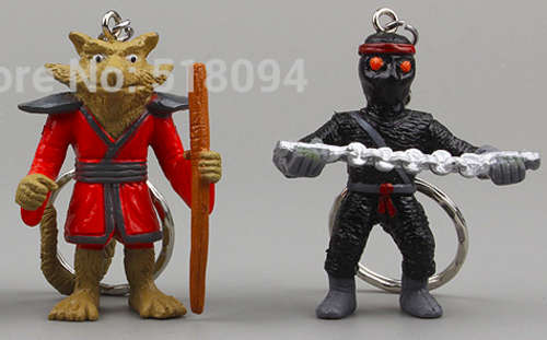 2pc Teenage Mutant Ninja Turtles Splinter and Foot Soldier Keyrings