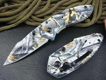 Camouflage Pocket Folding Knife Aviation aluminum Handle 440C Steel Blade