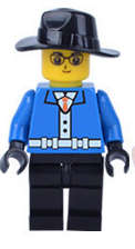 Building Blocks - Lego compatible - MiniFigure 08 Blue Shirt- Cowboy hat and glasses
