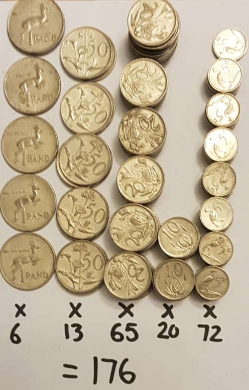 176 x Nickel Coins, Rep. S.A. 5c, 10c, 20c, 50c, R1 Bid per coin to take them all