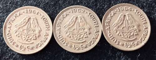 3X 1/2 Cent coins  (As per photo) 1961 + 1962 + 1964