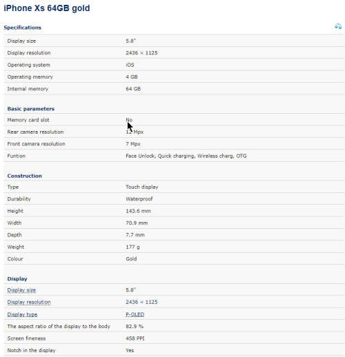 Iphone XS 64gb Gold - Low R1 Start