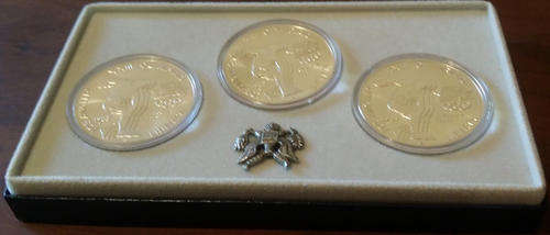 1983 P-D-S Uncirculated Olympic Commem Silver Dollar 3 Coin Set - R1 Start