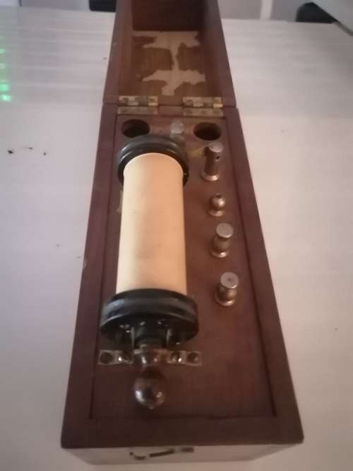 Lie detecting instrument in wooden box