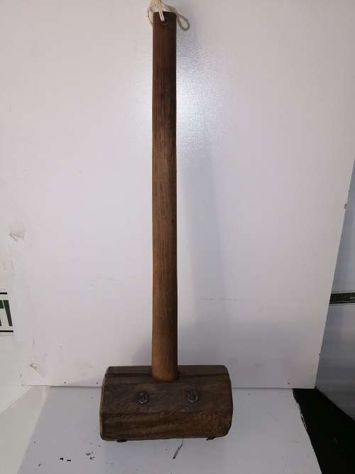 Big wooden hammer with lots of patina
