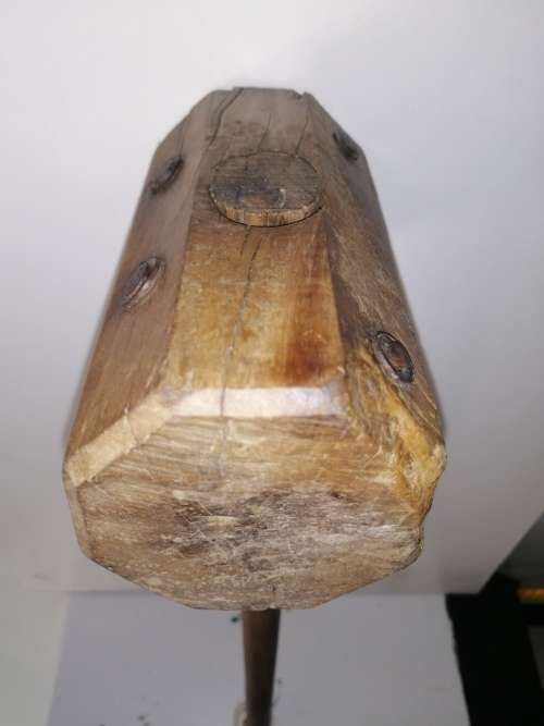 Big wooden hammer with lots of patina