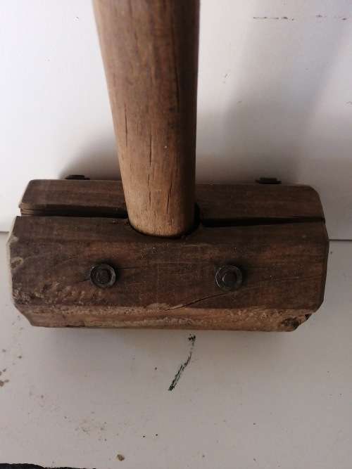 Big wooden hammer with lots of patina