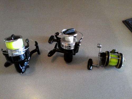 Policansky very strong penn reel and 2 okuma impact im90 reels