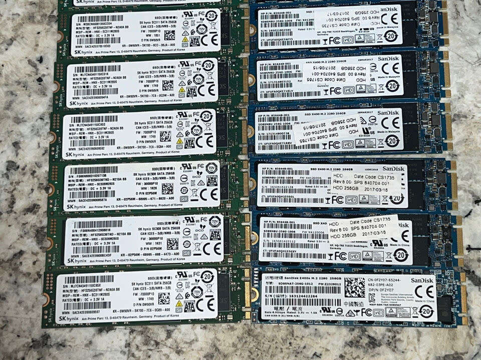 7 x 256GB Nvem SSD, One lot for all the bid, Fastest SSD, Portable, Latest PC & Laptop