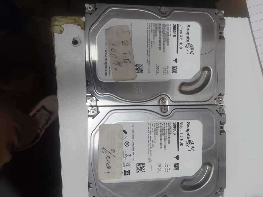 One Lot, 2 X Seagate 2TB Hard Drives, Video Recording, 100 % Health, 100 Performance, 100% Working