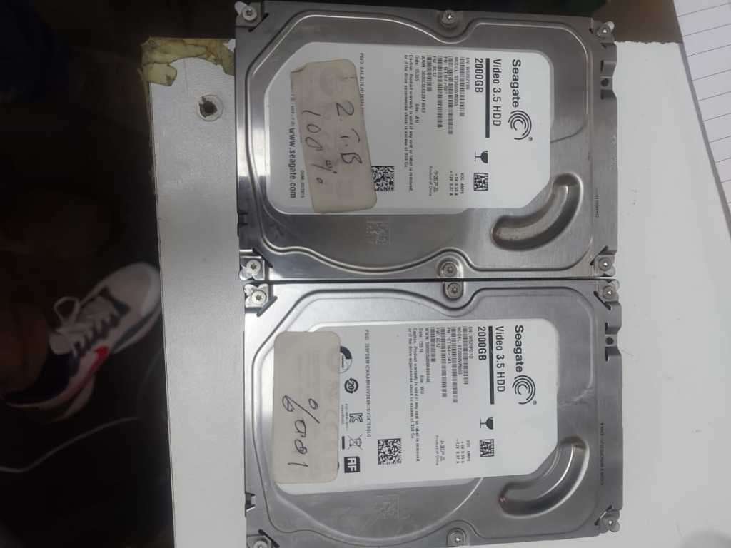 One Lot, 2 X Seagate 2TB Hard Drives, Video Recording, 100 % Health, 100 Performance, 100% Working