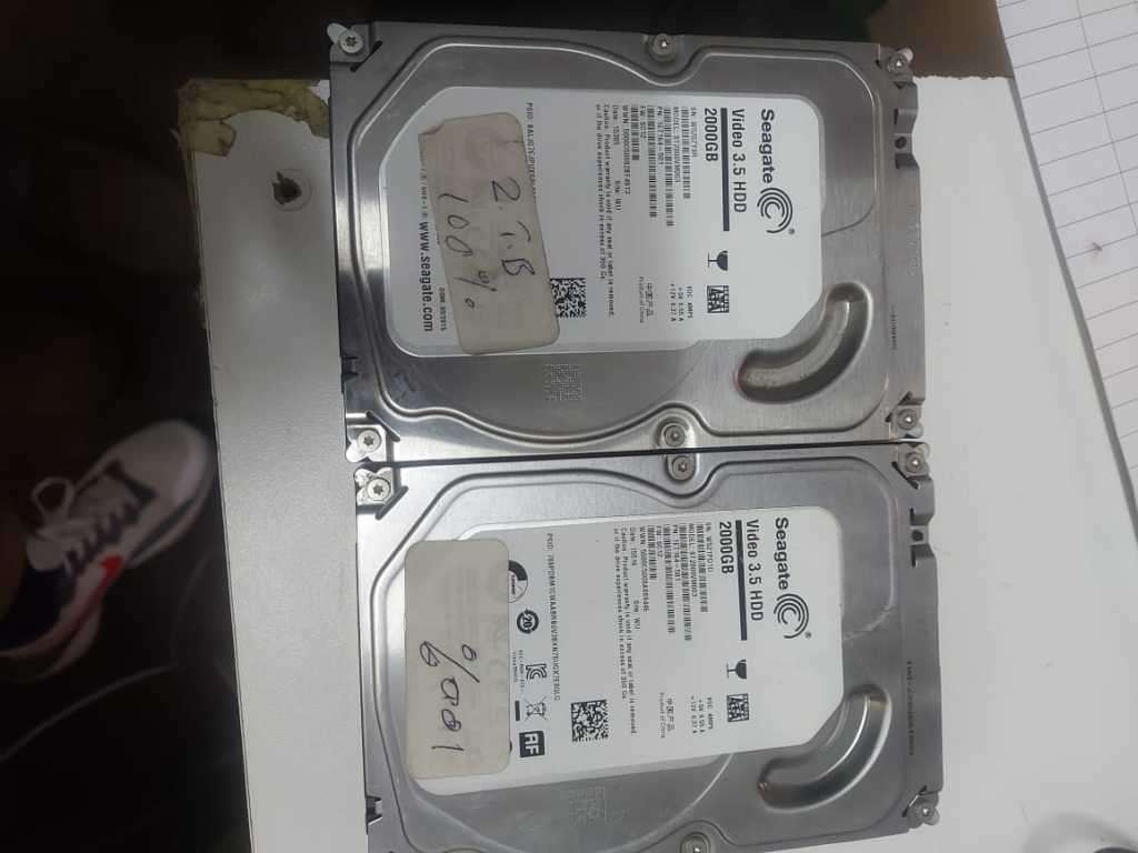 One Lot, 2 X Seagate 2TB Hard Drives, Video Recording, 100 % Health, 100 Performance, 100% Working