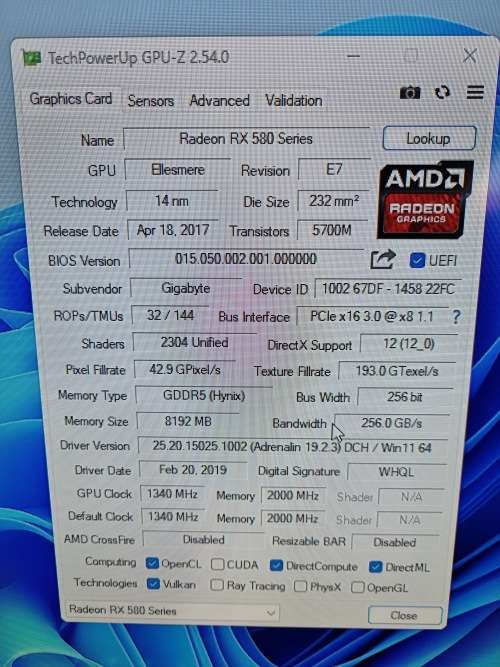 Gigabyte RX580 8gb Gaming with box