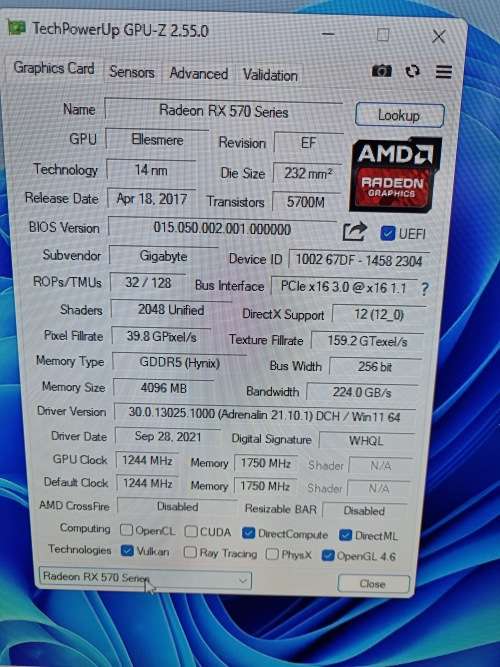 GIGABYTE RX570 4GB GAMING