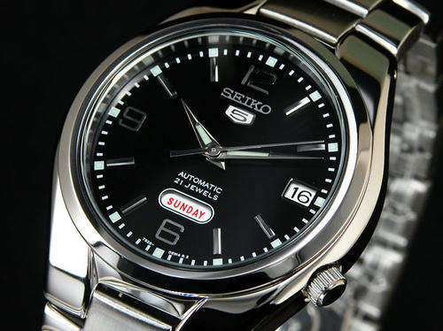 SEIKO AUTOMATIC SEE~THRU CASEBACK BLACK PRESIDENT DIAL WATCH+++VERY RARE MODEL+++