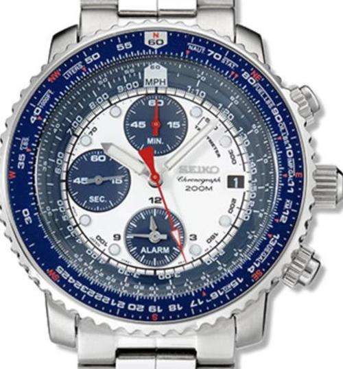 WOW**R6599.99 SEIKO MENS ELITE FLIGHTMASTER  PILOT  WATCH SNA413P1**WR 200 meters**