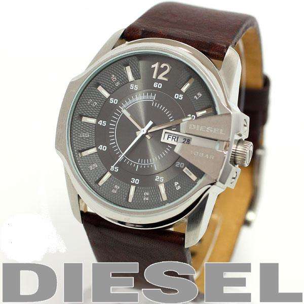 Diesel Men's DZ1206 Brown Leather Analog Quartz Watch with Gray Sunray Dial