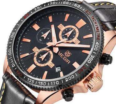 MEGIR TACHYMETER Rosegold Tone Chronograph Gents Sportwatch++NEW IN SOUTH AFRICA++